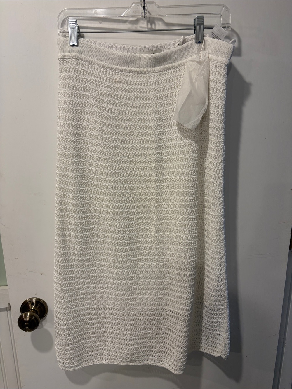 Vince white Knit Midi Skirt- Women's Classic A-Line size M New with tags